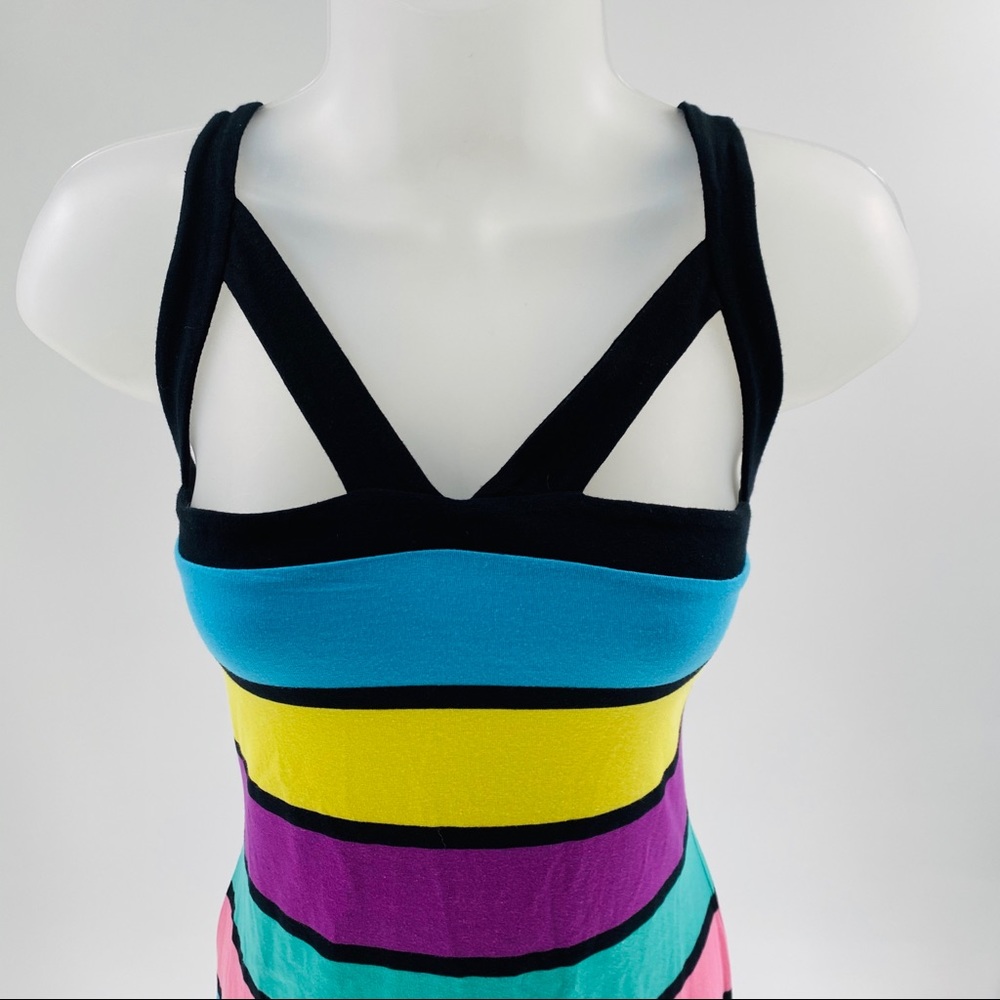 DEREK HEART Colorful Striped Maxi Dress A01 - Picture 3 of 8